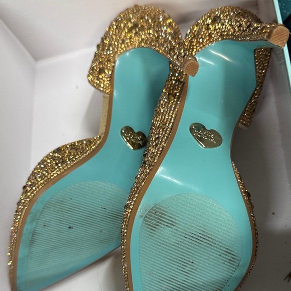 Blue by Betsey Johnson Sparkling Gold Heels - Picture 3 of 3